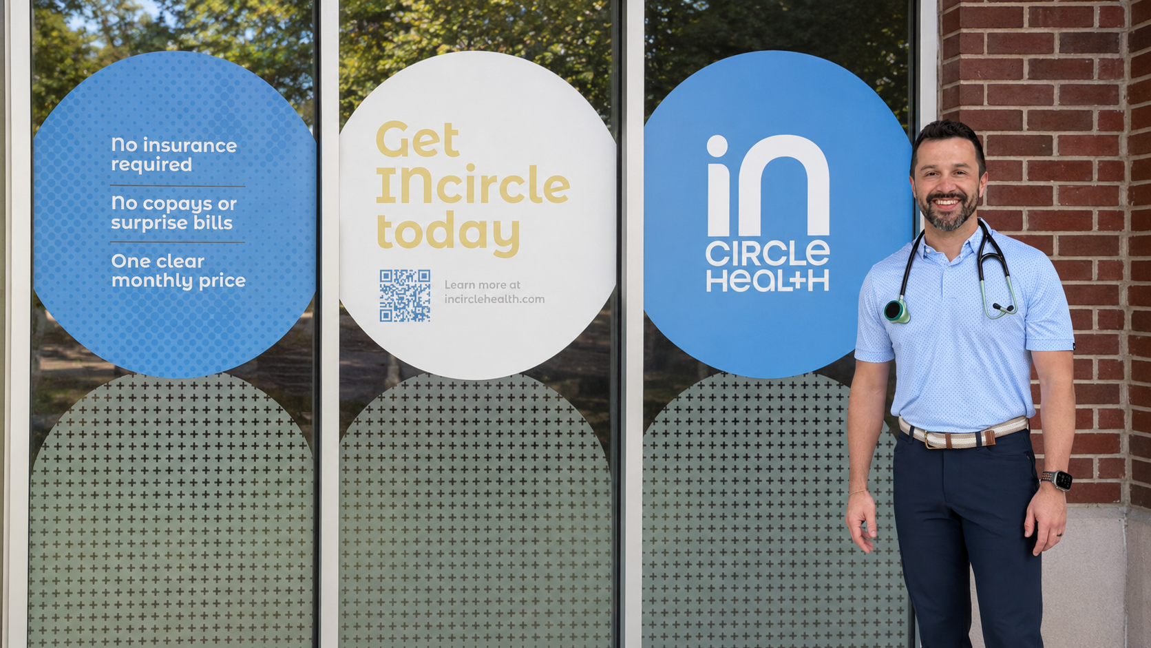 Dr. Juan Carlos Venis, family physician and founder of INcircle Health, standing outside the INcircle Health clinic