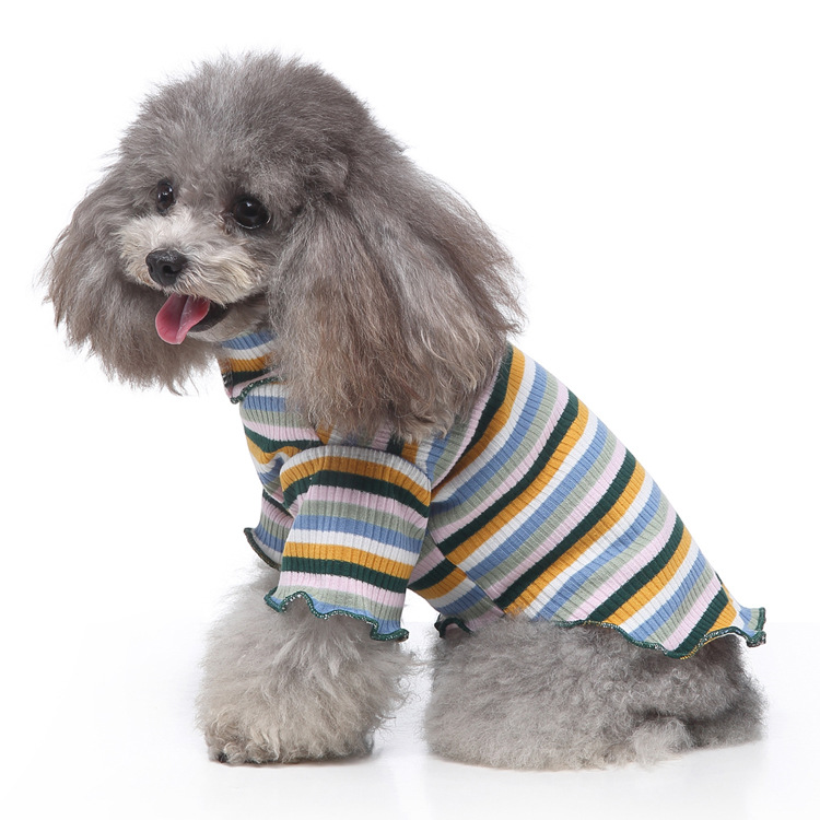 High-Collared Sweatshirt for Dogs, Stripes, Polyester-Cotton