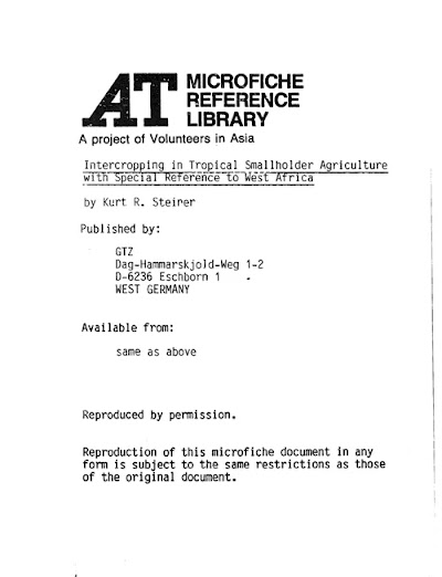 Intercropping In Tropical Smallholder Agriculture Reference West Africa 1984