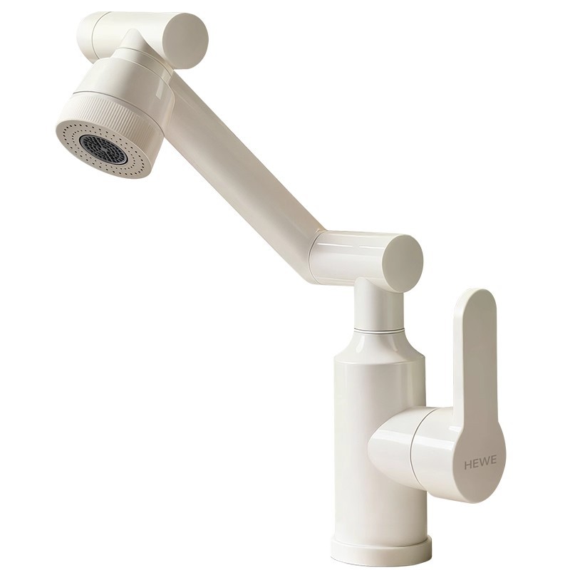Sink faucet, White, Swivel, Hot-Cold