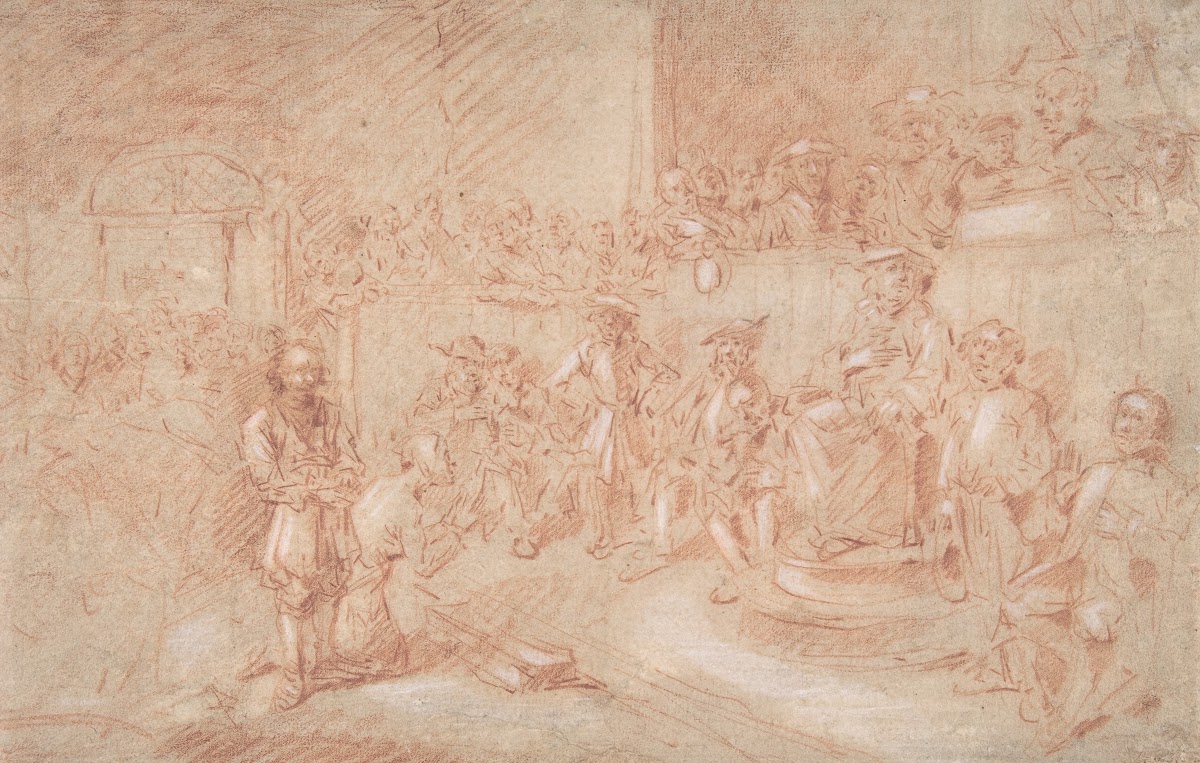 Two Men Before a Judge in a Crowded Courtroom late 17th century