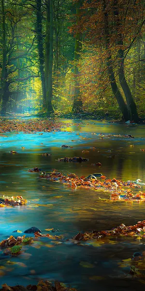 River Sunbeam Autumn 4K iPhone Wallpaper Background
