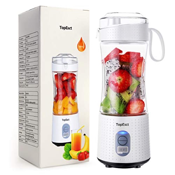 TopEsct Mini Batidora de Vaso Portátil con 6 Cuchillas 3D