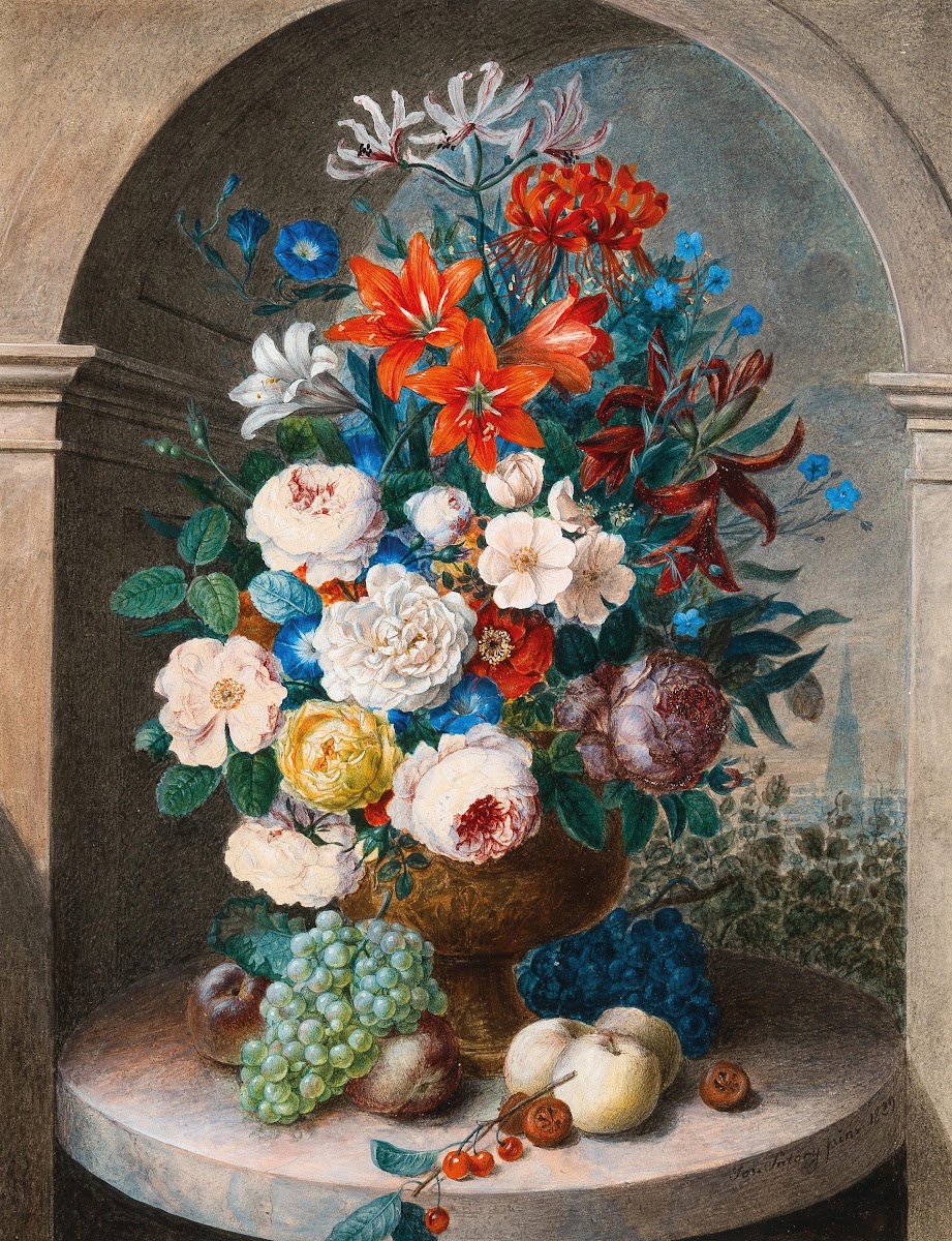 A flower still life in the manner of 17th century Netherlandish artists Saint St