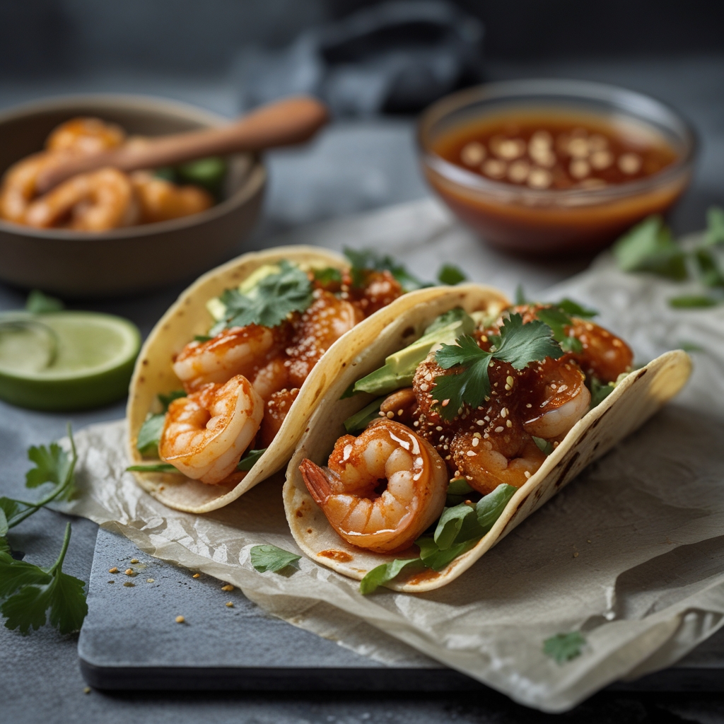 Honey Sriracha Shrimp Tacos with Pineapple Slaw
