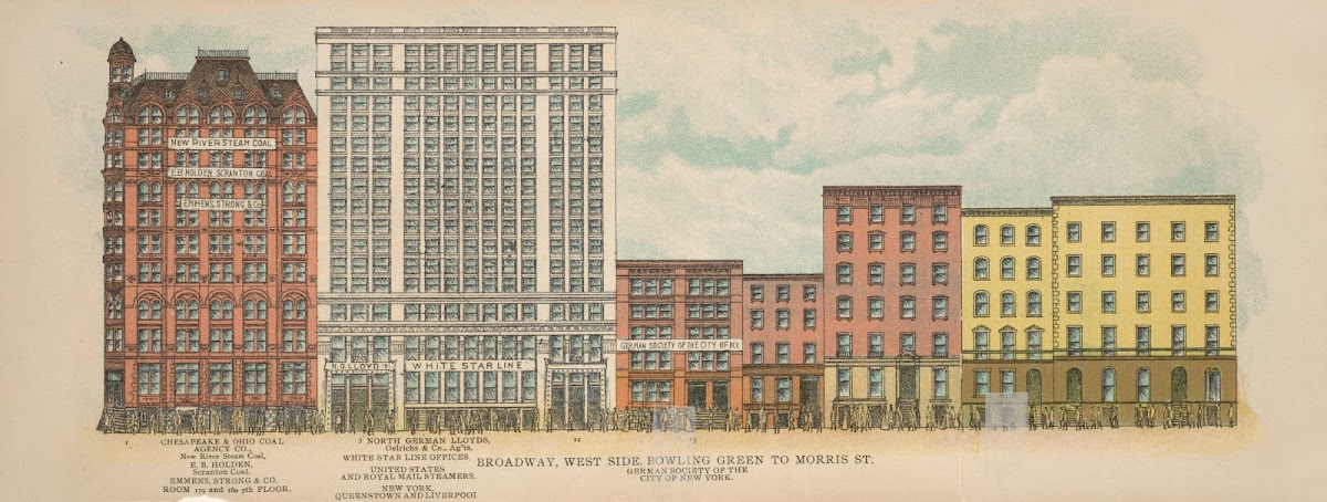 Broadway West Side Bowling Green to Morris St 1899