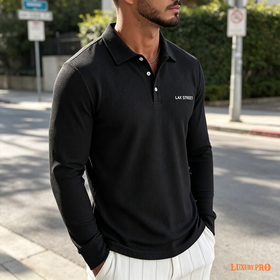 2D‑Waffle‑knit Polo Shirt