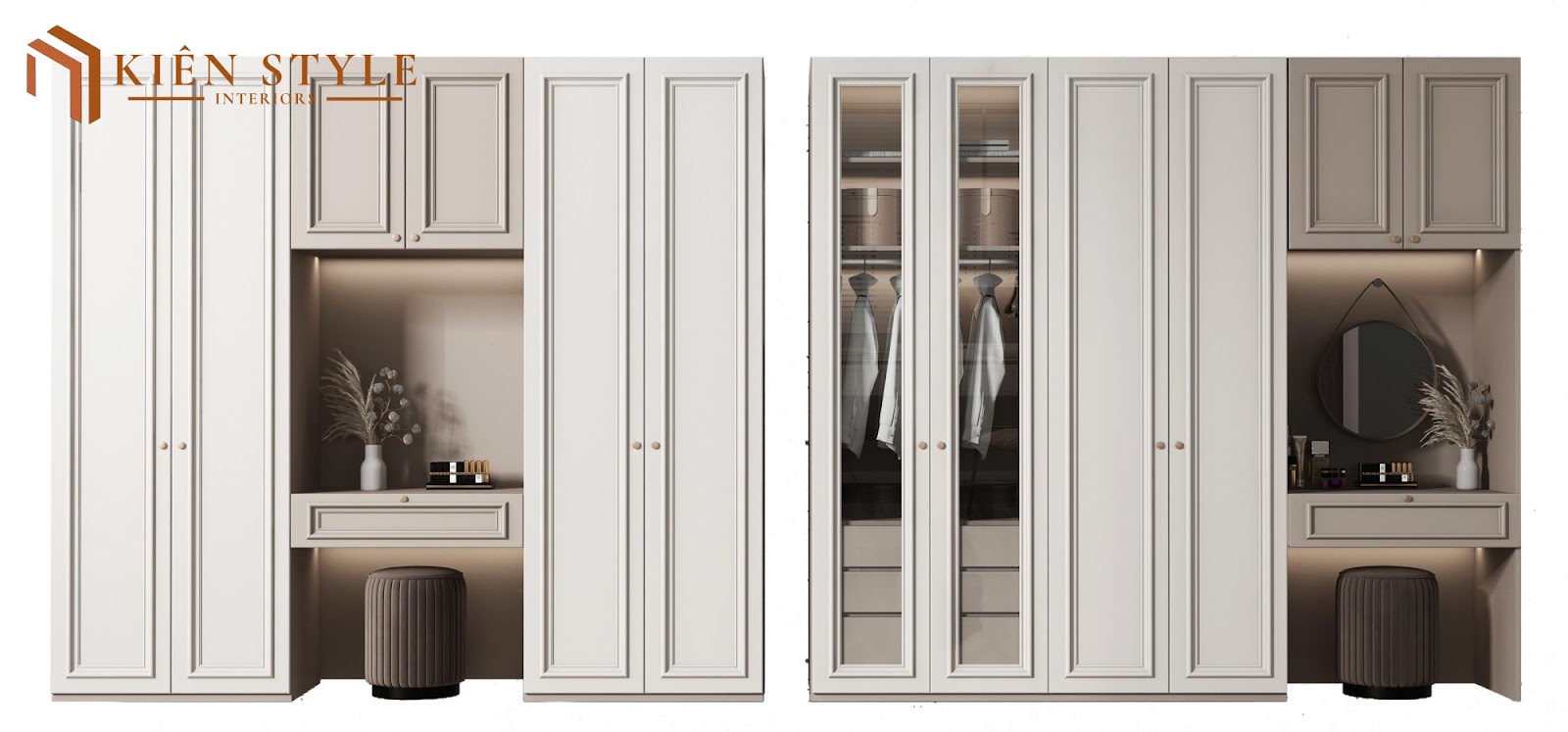 Mẫu tủ giày kết hợp tủ áo mới nhất 2024