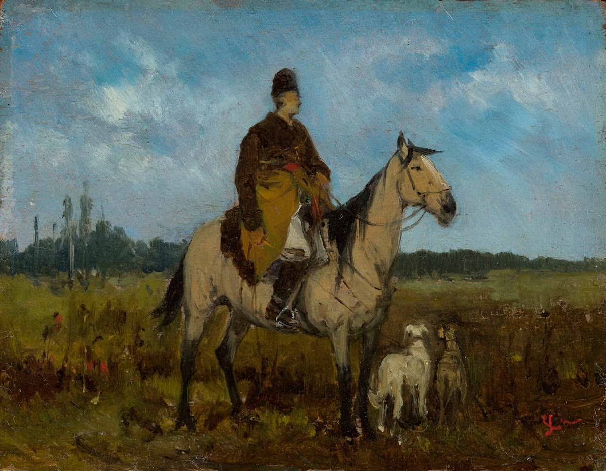 Rider On Horseback With Greyhounds 1873