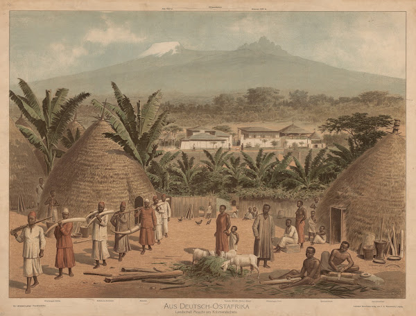 Aus Deutsch Ostafrika Landschaft Moschi am Kilimandscharo