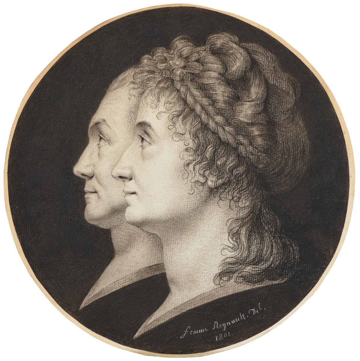 Portraits of Jean François Heurtier and Marie Victorie Heurtier in profile 1801