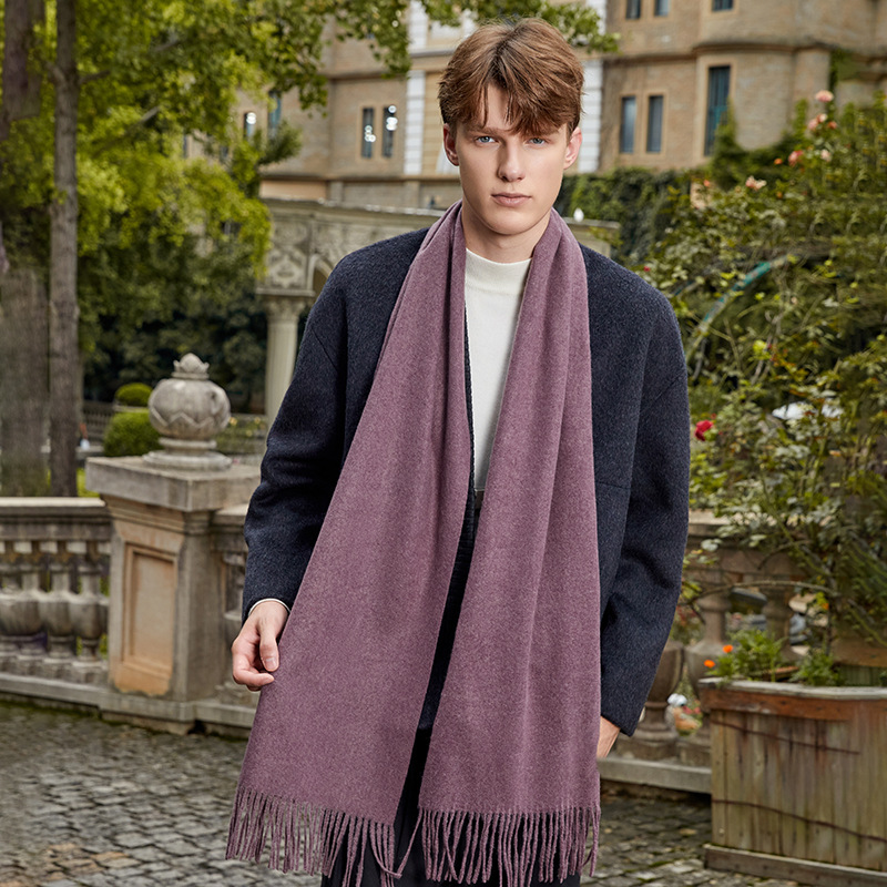 Solid-colored wool scarf for men and women