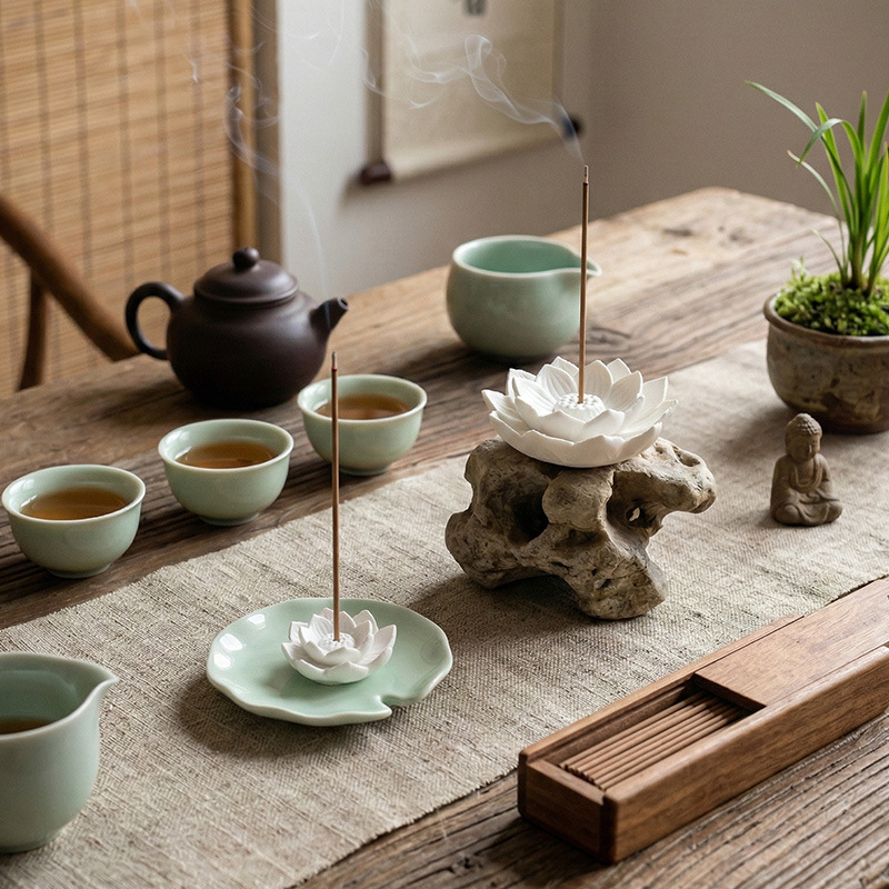 Lotus Flower Incense Holder, Ceramic