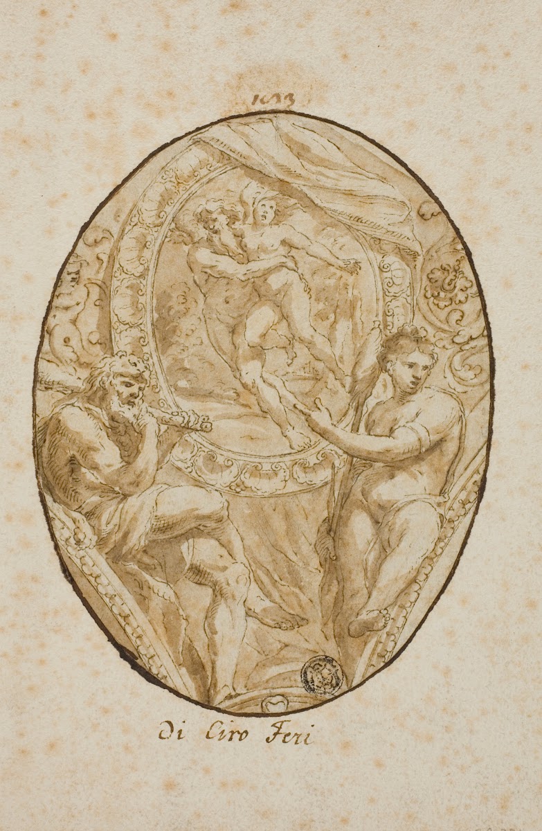 Spandrel with Rape of Orytheia Flanked by Hercules and Omphale