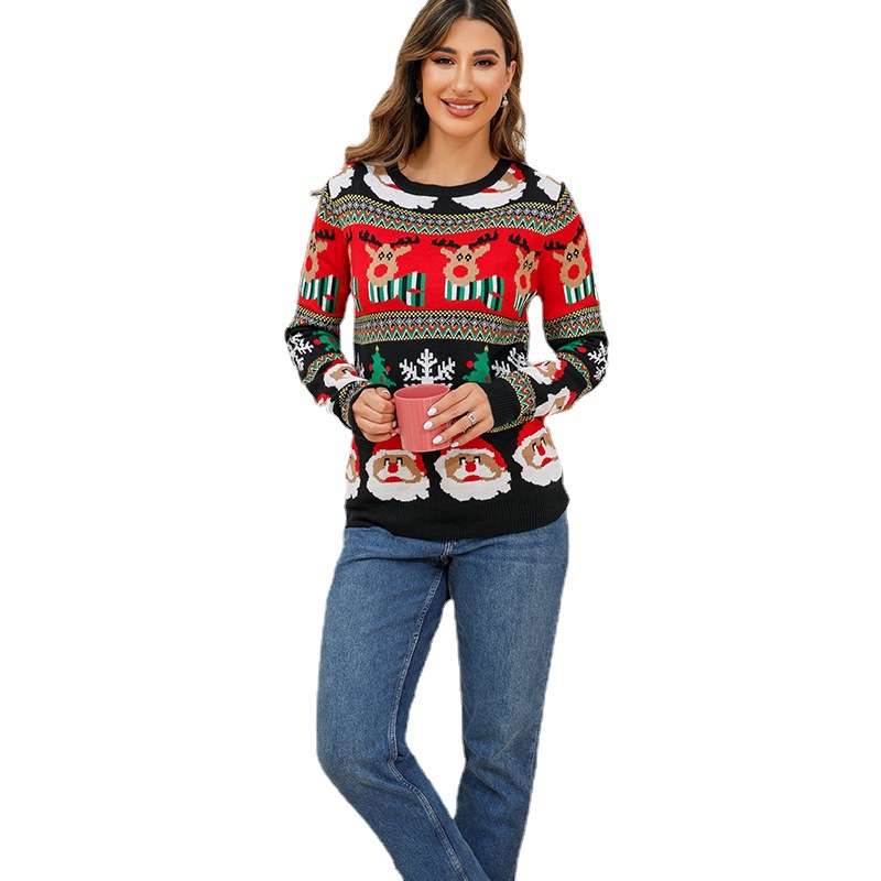 Women's knitted sweater with Christmas motif