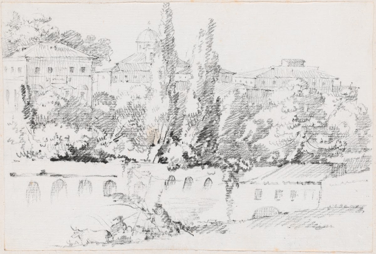 Walls of Rome with Santa Maria del Popolo in the Distance 1744 1750