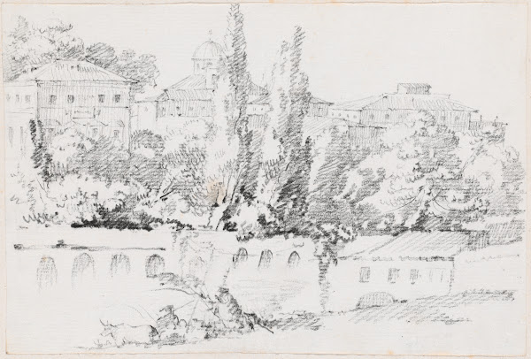 Walls of Rome with Santa Maria del Popolo in the Distance 1744 1750