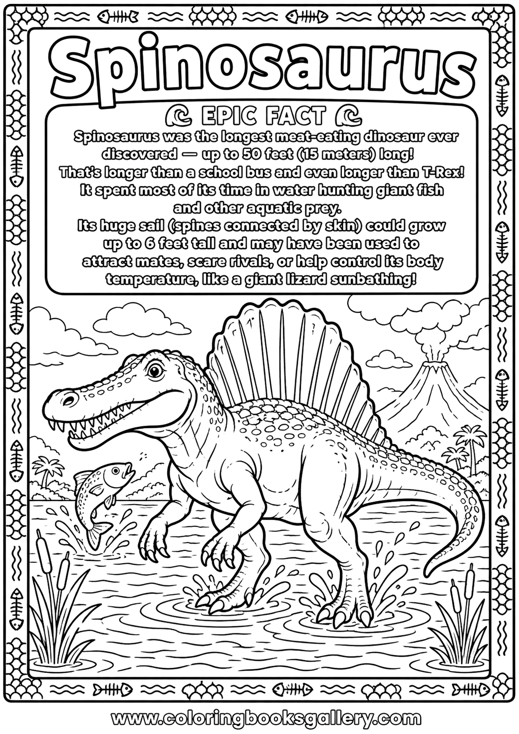 Epic Spinosaurus coloring sheet – Free Printable Coloring Sheet for Kids and Adults – free coloring page for kids