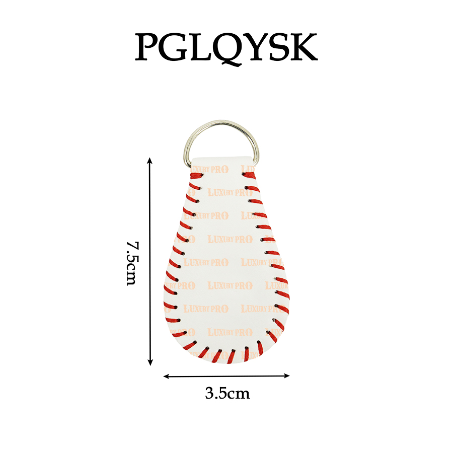 Leather Softball Keychain