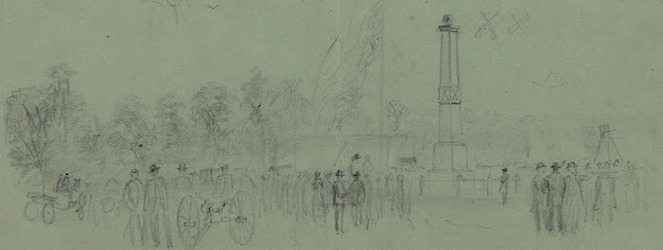Group of civilians near monument 1860 1865