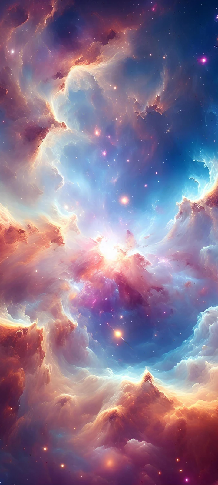 Bright Cosmic Nebula Clouds - Digital Art 2K iPhone Wallpaper (1440x3200)