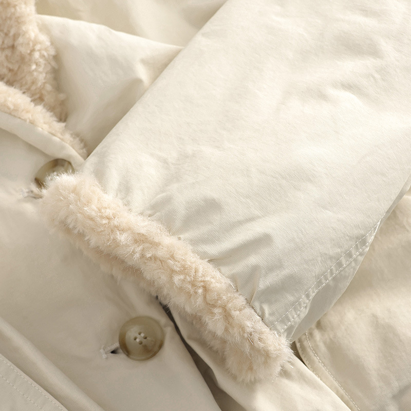 Women's winter jacket with lapels, shearling look, insulated
