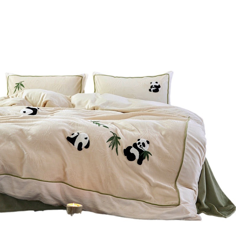 Cozy milk fiber fleece bedding, panda design