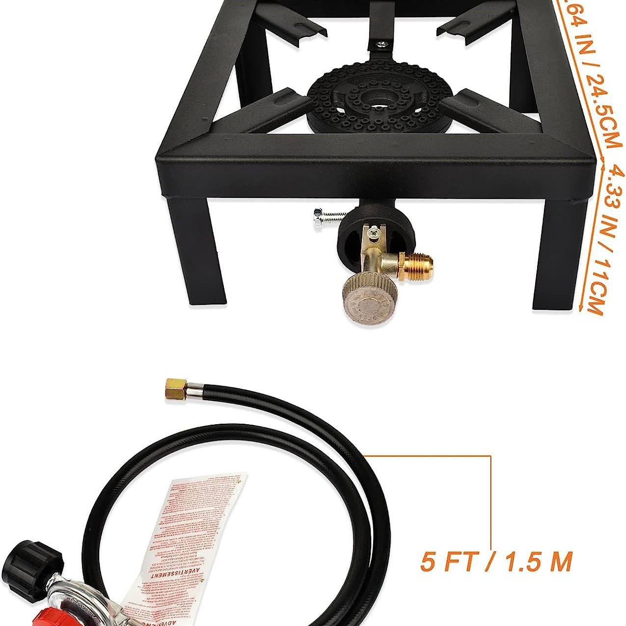 Gas cooker with frame, propane burner