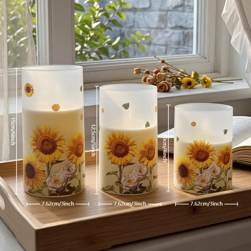 LED-Kerzen-Set mit Sonnenblumen-Motiv