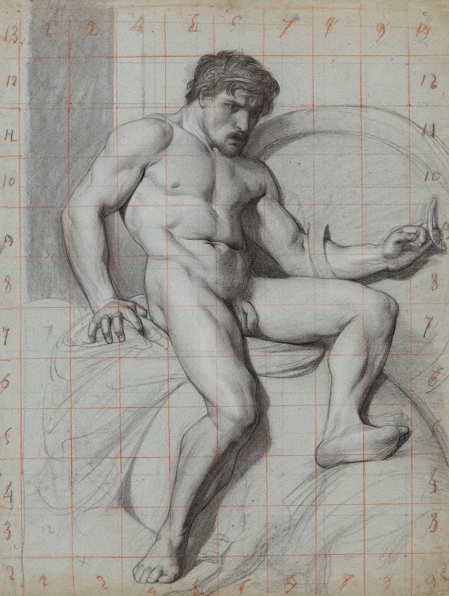 Homme nu assis 19th century