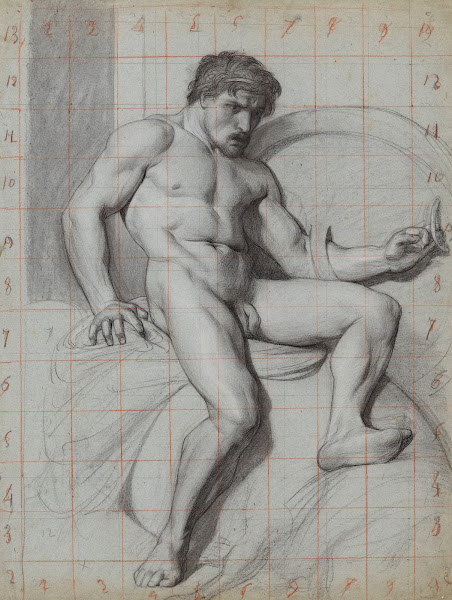 Homme nu assis 19th century