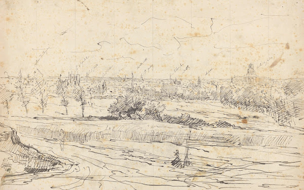 Panorama de Bruxelles avec localisation des principaux édifices publics et relig