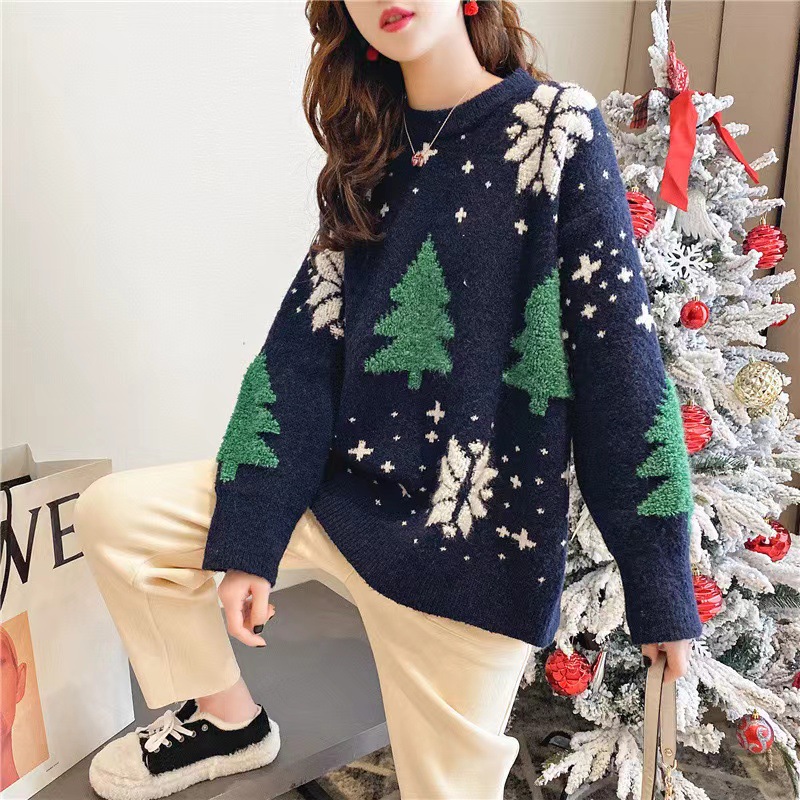 Women's Christmas Sweater, 3D Pattern, Loose Fit
