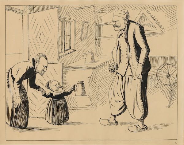 Piper and Neergaard begging at Neergaards house 19th 20th century
