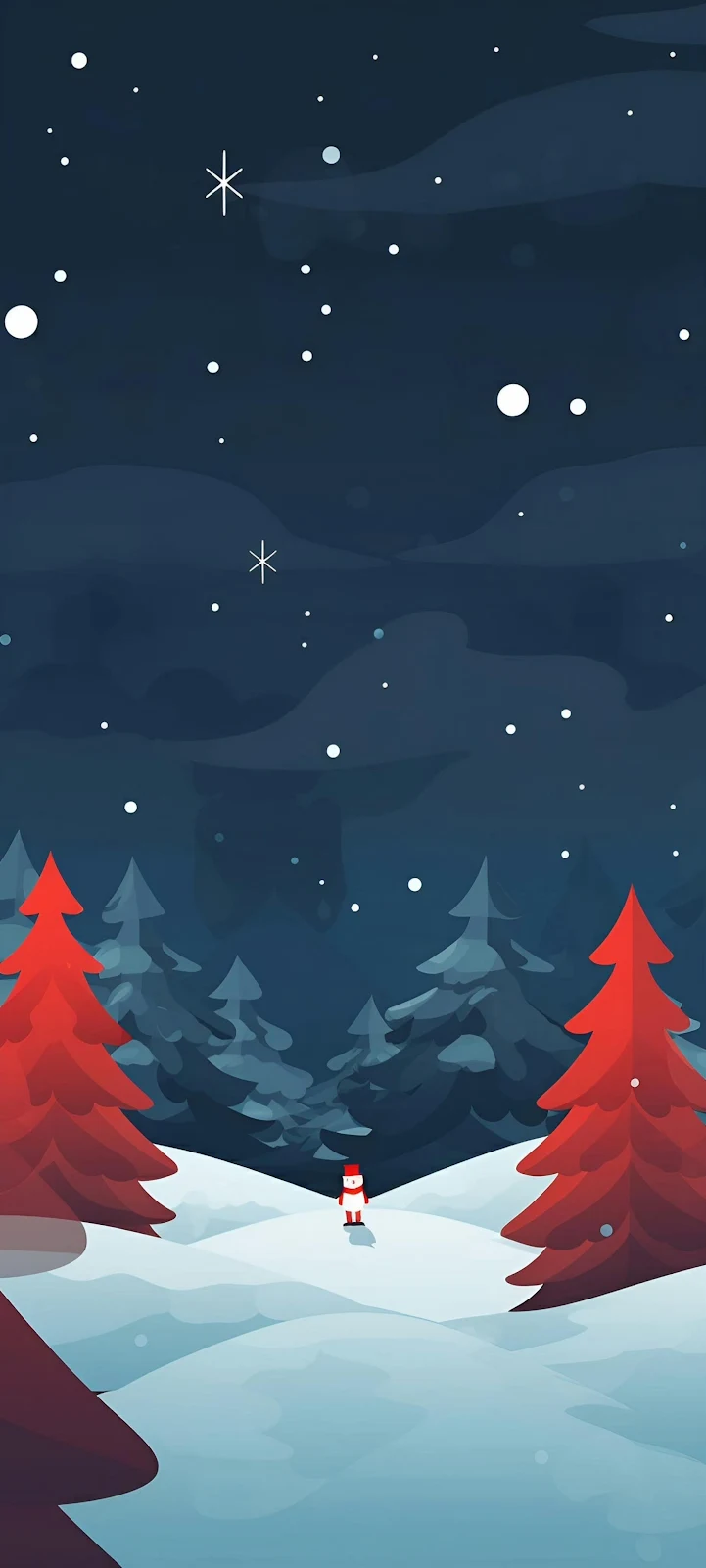 Winter Landscape, Christmas Illustration, Snowy Forest, Holiday Season Art 2K iPhone Wallpaper Background (1847x4096)