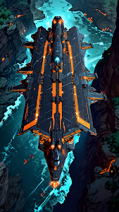 Gigantic Sci Fi Frigate Navigating Deep Canyon