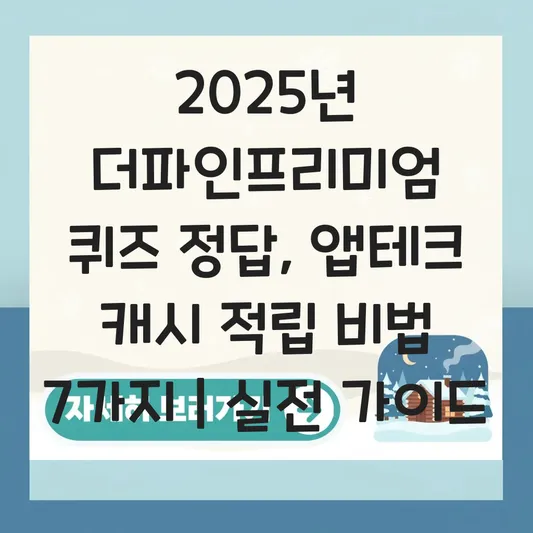 더파인프리미엄 퀴즈 정답 및 앱테크 캐시 적립 방법 실시간 공유 대표 이미지