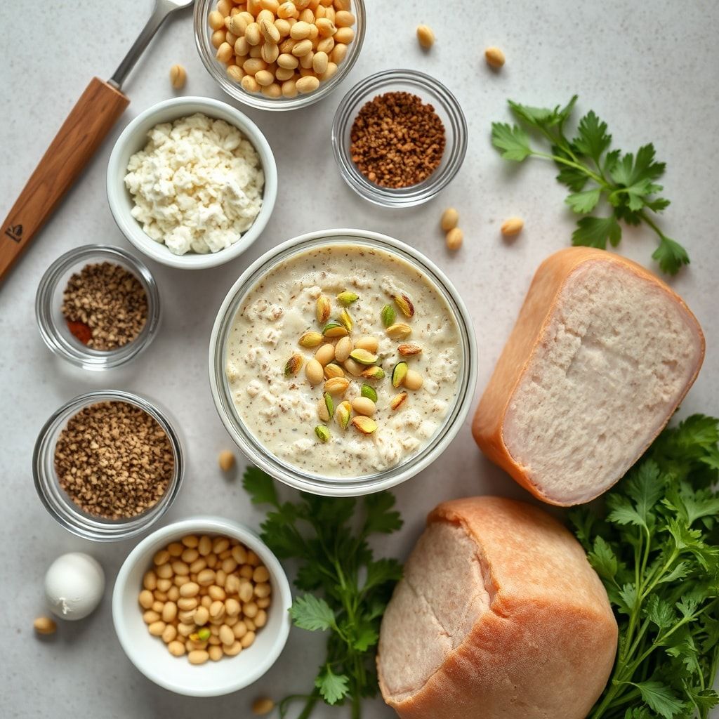 Ingredients for Creamy Pistachio Overnight Oats Recipe for Easy Breakfast—5-Minute Prep