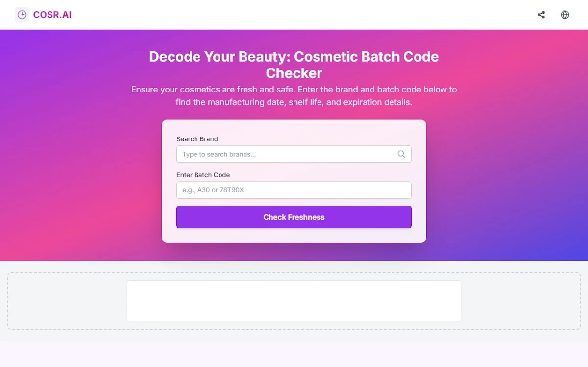 Captura de Cosmetic Batch Code Checker