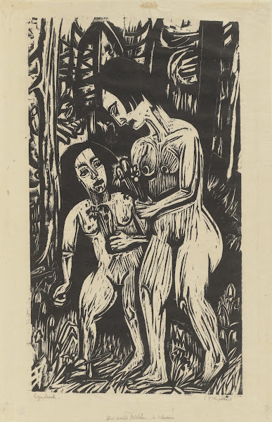 Zwei nackte Mädchen mit Blumen 1923