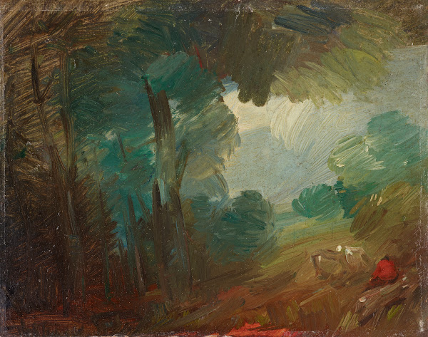 Waldlandschaft mit Kühen und Bauern 1890 1895