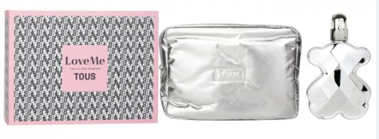 ESTUCHE TOUS TOUS LOVE SILVER ME MUJER 2PZS 90ML EDP + COSMETIQUERA