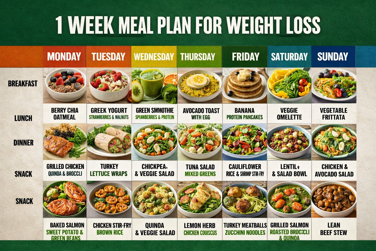 1 Week Weight-Loss Meal Plan
