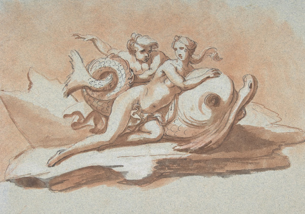 A Sea Nymph and a Triton on a Dolphin 18th century