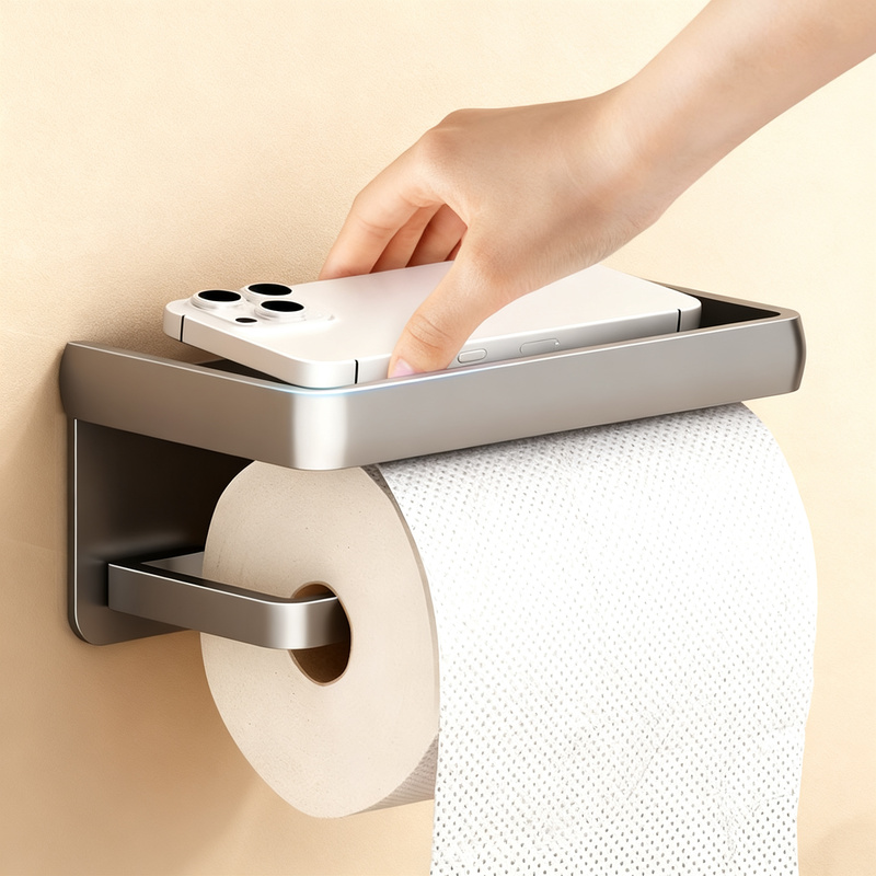 Wall-mounted toilet paper box made of space-grade aluminum LH0345