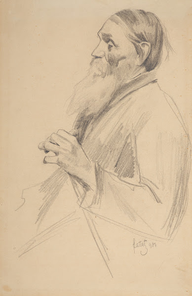 Study of an elderly man with a beard in profile 1901