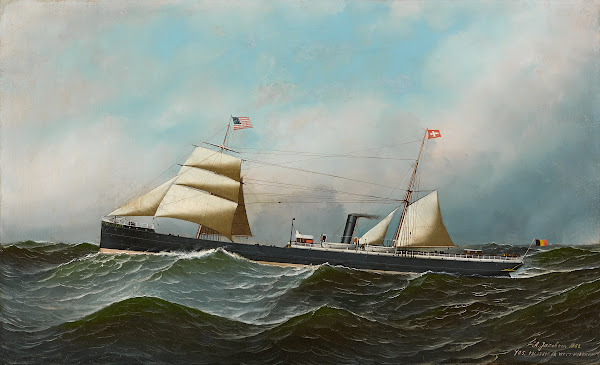 Het stoomschip met hulpzeilvermogen Henry Edye van de White Cross Line 1882