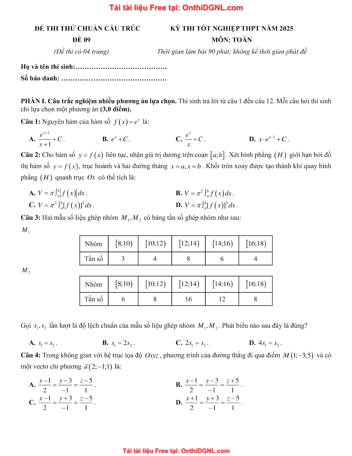 32 đề phát triển minh họa môn toán - có đáp án