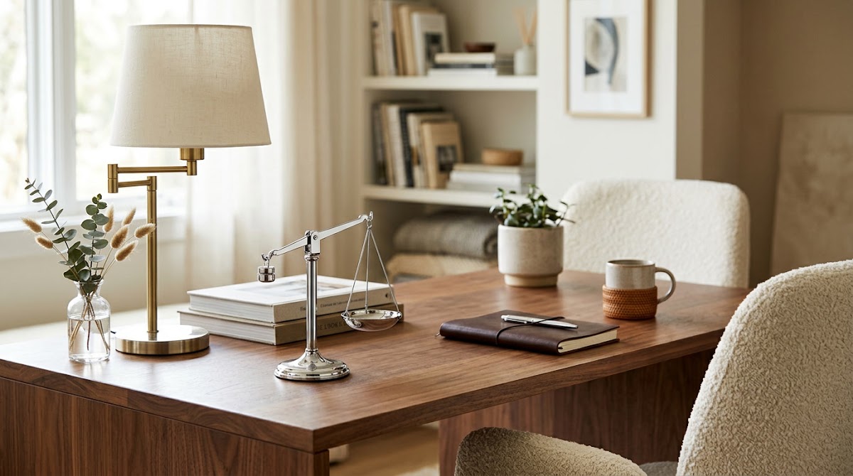 How to Make Chrome Home Office Accessories Work With a Wood Desk - small apartment chrome furniture measured beside warm wood storage