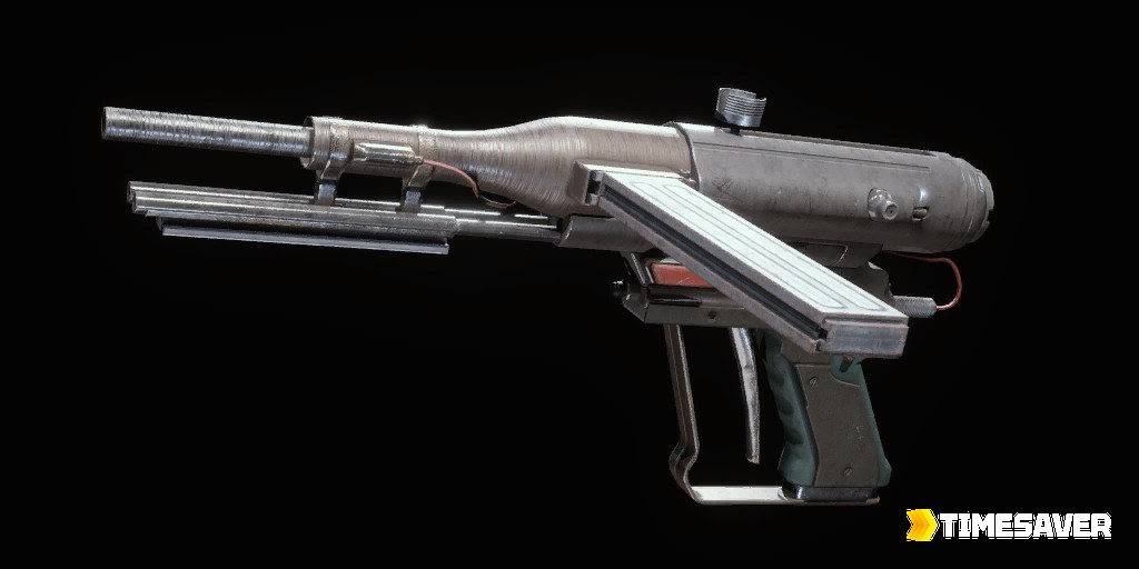 ARC Raiders Stitcher SMG weapon render — the budget close-quarters gun that pairs with the Ferro, craftable with no blueprint for 8 Metal Parts and 4 Rubber Parts